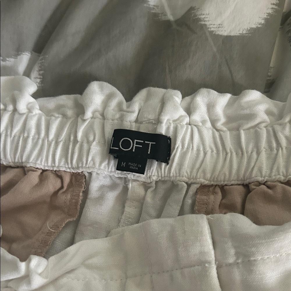 LOFT White High-Waist Tie-Front Linen Shorts - Picture 3 of 3